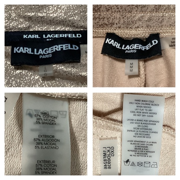 NWOT, KARL LAGERFELD PARIS, Matching Champagne Metallic Jogger Suit Set. - Picture 10 of 10